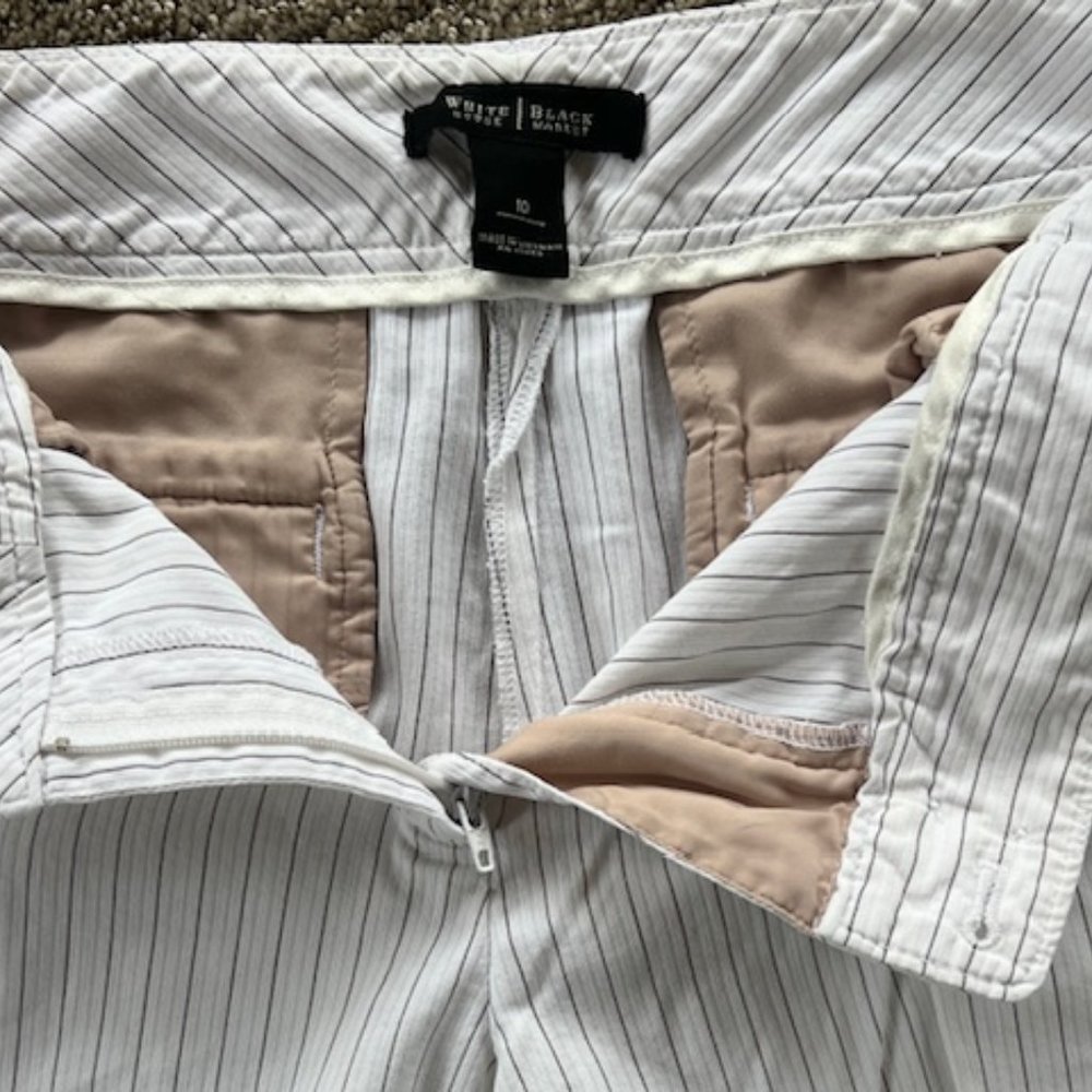 White House Black Market White with Black Pinstripe Size 10 Shorts - Picture 3 of 5